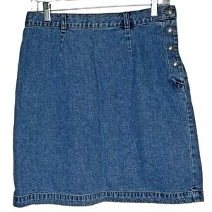 Vintage Y2K Gap Denim Skirt Womens 10 Blue Jean Side Snap 100%‎ Cotton 29 x 20